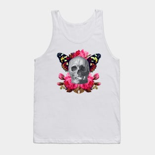 Skull with flowers and butterfly wings Tank Top